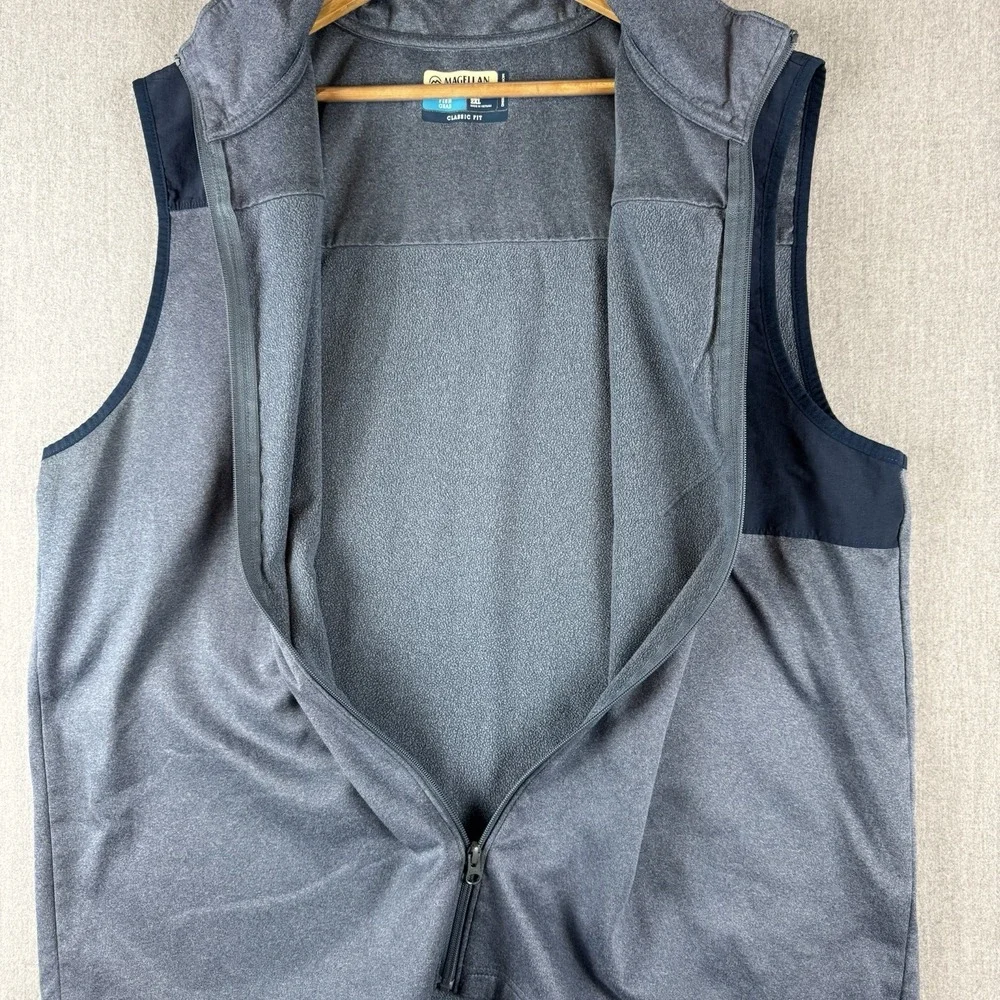 Magellan Outdoors Fish Gear‎ Full Zip Vest Blue Overcast Fleece Size 2XL